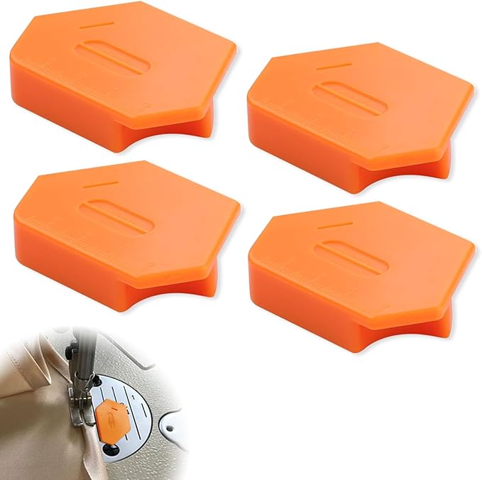 Pcmursal 4 Pieces Magnetic Seam Guide for Sewing Machine, Upgraded Multi-Purpose Tool Polygonal Magnetic Seam Guide with Scale, Sewing Supplies and Accessories (Orange)