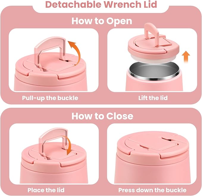 Soup Thermo for Hot Food 20oz Lunch Containers with Buckle Lid Wide Mouth Hot Food Jar Vacuum Insulated Stainless Steel Bento Box Leakproof with Spoon(Pink)