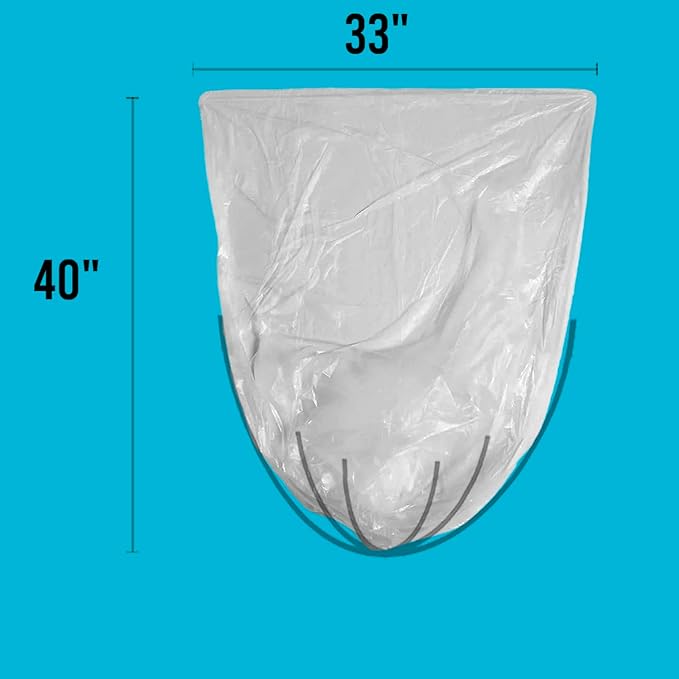 33 Gallon Trash Bags, 250 Count Bulk, Heavy Duty Clear Plastic Recycling Garbage Bags, Multi-purpose Can Liners for Business Home Commercial, Industrial Contractors, Storage & Outdoor