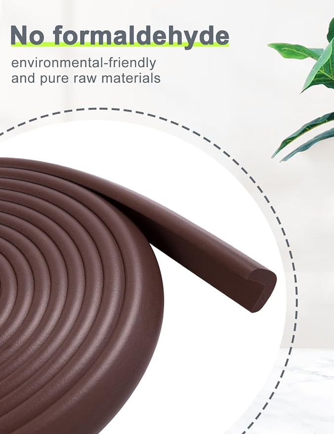 Foam Corner Protector Edge and Corner Guard, with 19 feet Length Foam Safety Bumpers, Baby Proofing Safety Table Corner Protectors (Coffee)