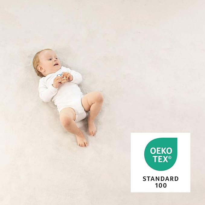 Premium Baby Play Mat 60”x80” Light Gray – Cloud-Soft Coral Velvet Memory Foam Rug for Crawling & Play – Non-Slip, Water-Repellent, Easy-Care Tummy Time Mat – Non-Toxic Padded Playmat