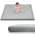 Baby Play Mat for Floor,1.3" Thick Elasti-Foam 50x50 Playpen Mat for Toddlers Infant Kids,Water-Repellent Soft Coral Velvet Tummy Time Mat,Non Slip Crawling Mat,Tatami Mat(Light Grey)