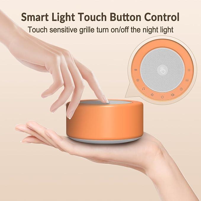 Nursery Lamp with Sound Machine, Mood Lighting, 7 Colors Night Light, 30 Soothing Sounds, White Noises for Baby, Adults. Timer, Plug in, Memory Function, Touch Control