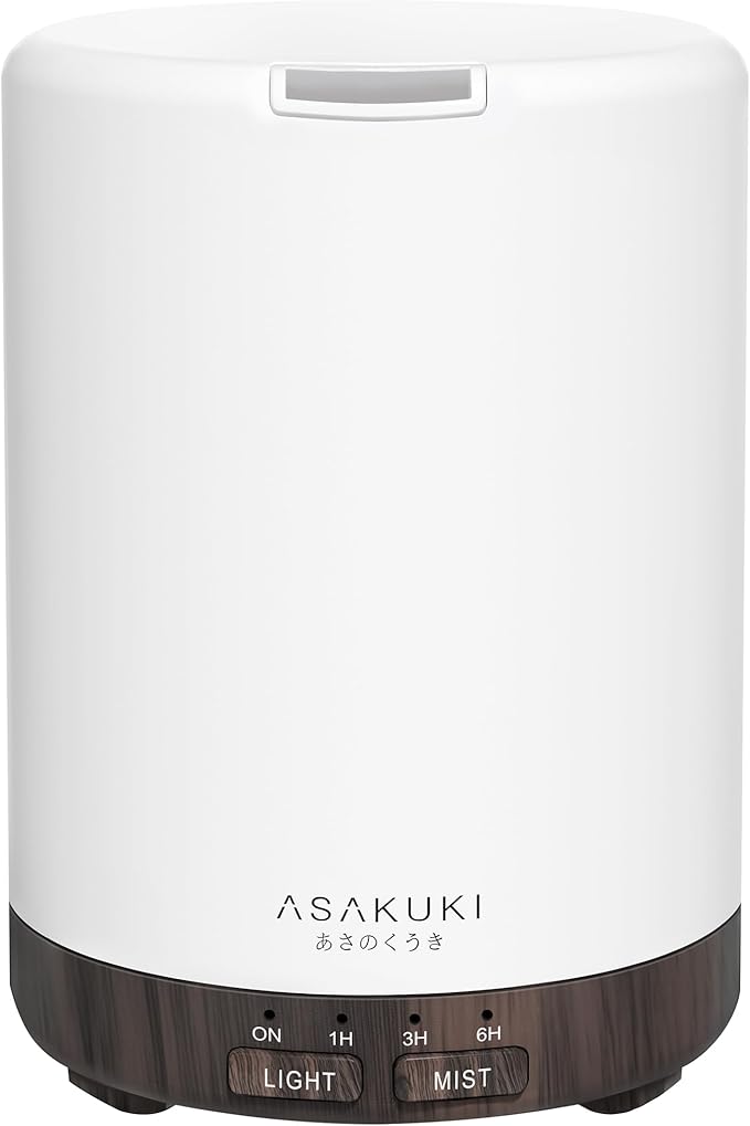 ASAKUKI 300ML Essential Oil Diffuser, Quiet 5-in-1 Premium Humidifier, Home Fragrance Aroma Diffuser with 7 LED Color Changing Light and Auto-Off Switch -Dark Brown