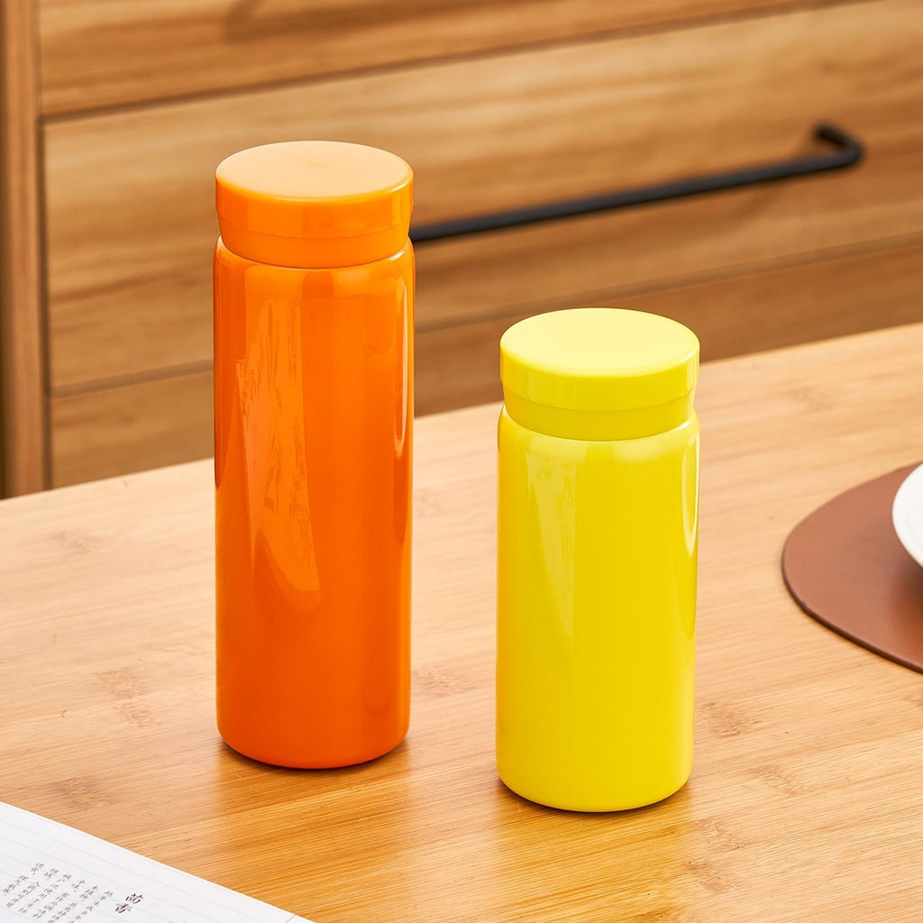 10oz Mini Water Bottle Stainless Steel Thermos Small Flask - Insulated Vacuum, Leak Proof, Keeps Drinks Hot/Cold - Ideal for Coffee, Tea, Water - Yellow
