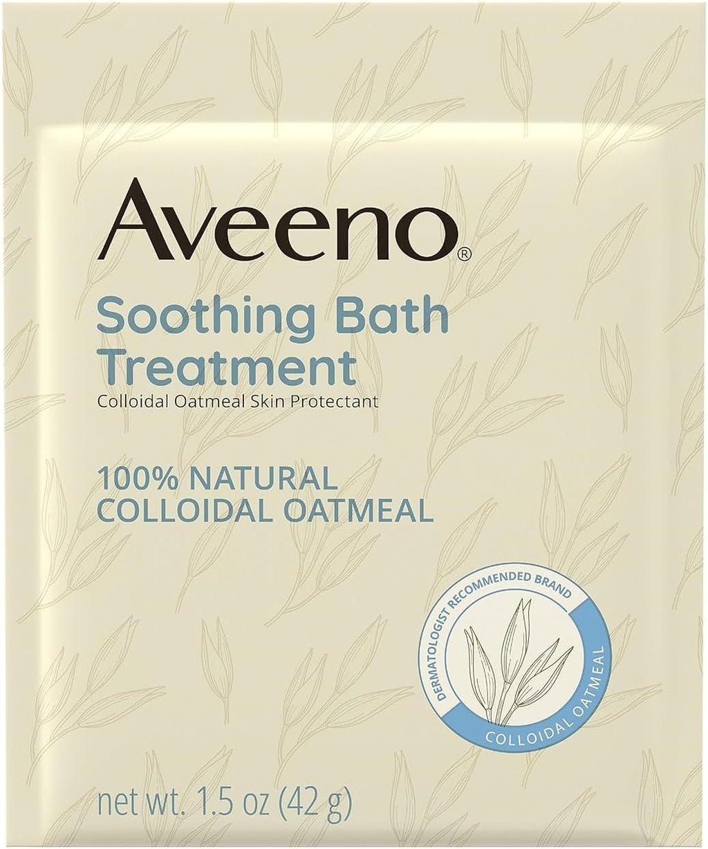 Aveeno Fragrance Free Soothing Bath Treatment, 100% Natural Colloidal Oatmeal, Sensitive Skin Bath Soak for Relief of Dry, Itchy, Irritated Skin Due to Eczema & Hives, Bath Packets, 8 ct. (Pack of 2)