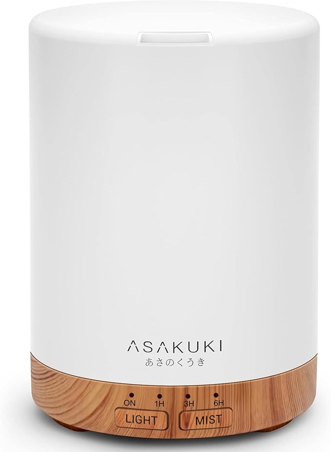 ASAKUKI 300ML Essential Oil Diffuser, Quiet 5-in-1 Premium Humidifier, Home Fragrance Aroma Diffuser with 7 LED Color Changing Light and Auto-Off Switch -Light Brown