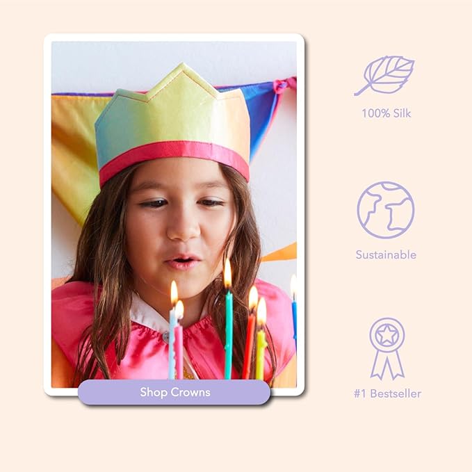 Sarah's Silks Rainbow/Rose 100% Silk Crown with Elastic Headband to Dress up as a Prince, Princess, Queen or King | Montessori Toy for Children Perfect for Imaginative Play