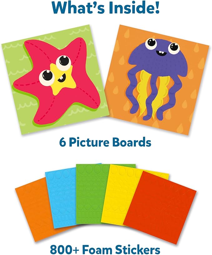Skillmatics Foam Sticker Art Activity - Under The Ocean, Mess-Free Fun for Kids, 800+ 3D Foam Stickers, DIY Felt Craft Kits, Gifts for Girls & Boys Ages 3, 4, 5, 6, 7