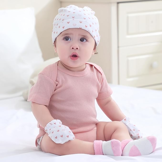 Baby Hats Mittens and Socks Set Cotton Newborn Hat Beanie Soft Infant Girls Boys Caps Gloves 0-6 month