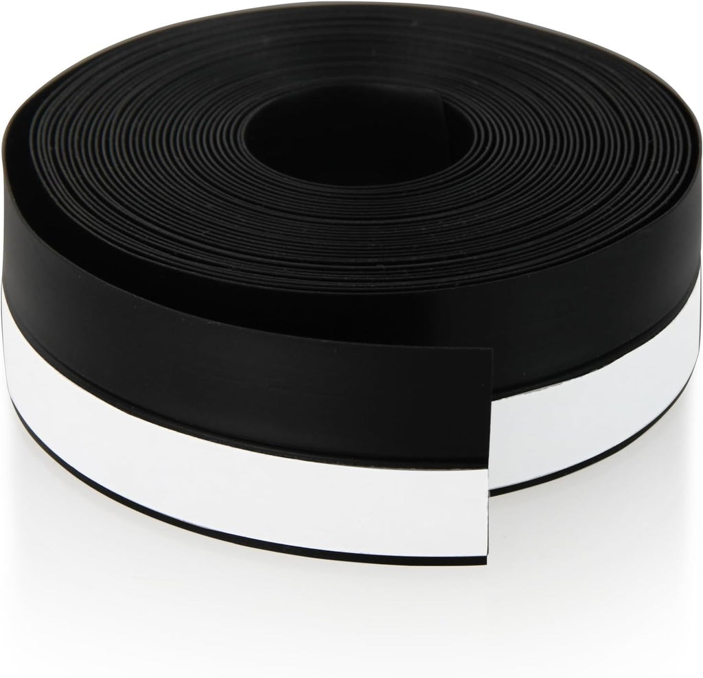 Silicone Weather Stripping Door Seal Strip, 16.4 Feet Self Adhesive Sealing Sticker Sealing Tape for Door Draft Stopper Adhesive for Doors Windows Shower Glass Gaps (Black, Width 25mm)