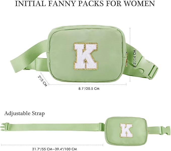 YOOLIFE Teacher Appreciation Gifts for Women - Gifts for Teacher, Teacher Retirement Gifts for Women Teacher Bag Teacher Gifts from Students, Initial Crossbody Bag Belt Bag T, Green
