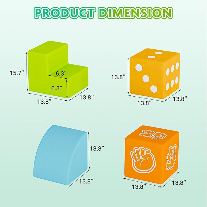 UMOMO 6 PCS Foam Climbing Blocks for Toddlers, Dice & Rock-Paper-Scissors Game Modes, Colorful Modular Play Set for Kids - Safe Indoor Activity Toy for Preschool Playroom (Orange-Yellow)