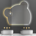 LTSRLL LED Vanity Mirror Cute Bear Decorative Mirror for Bathroom & Dressing Tabler Backlight Wall Mirror with 3 Color Dimmable Light Demister Pad Human Body Sensor Switch(Cut Left,70cmx85cm)