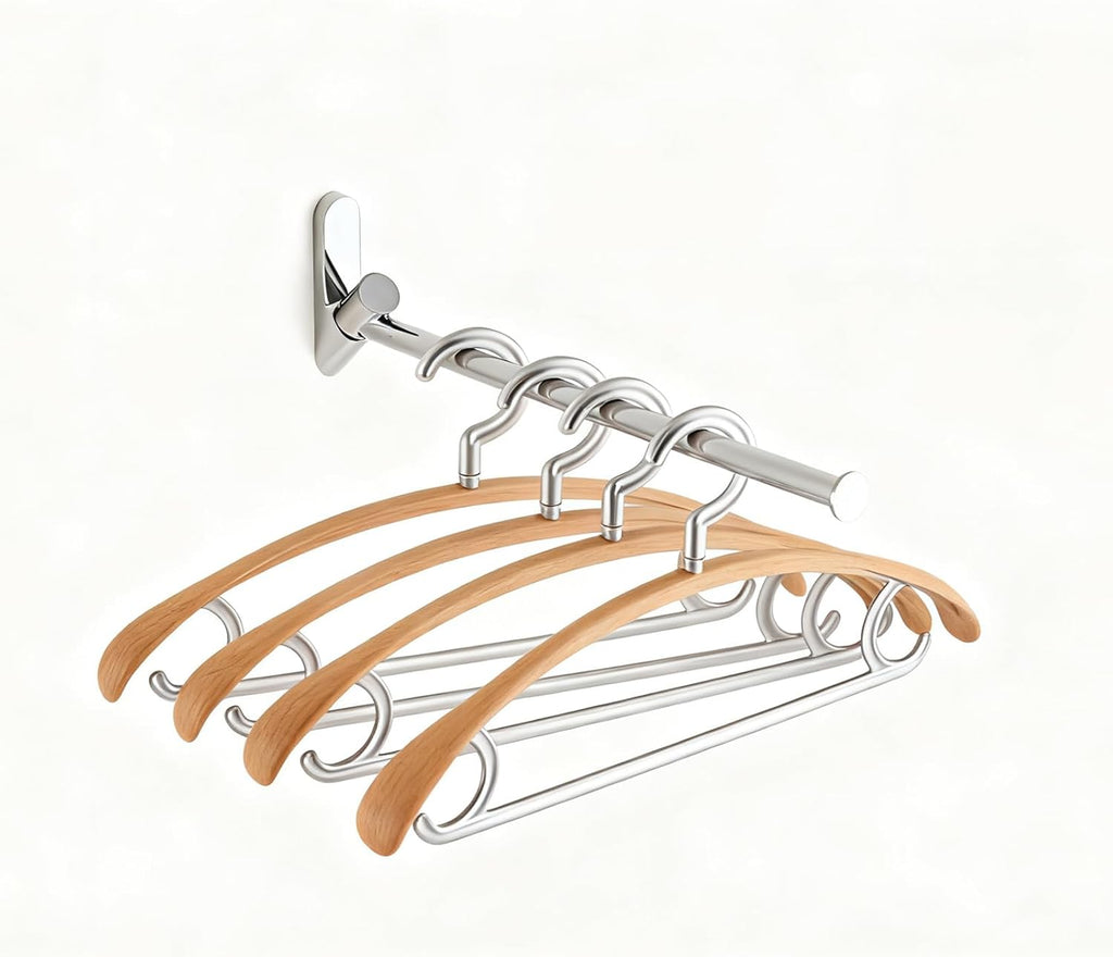 Wall Mounted Drying Rack, NEWRAIN Stainless Steel Folding Laundry Hanging Rack, Chrome Swivel Space Saving Clothes Hanger Rack for Bedroom Bathroom Laundry