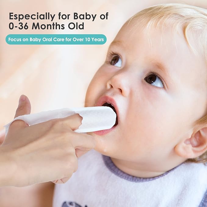 dearlomum Toddler Baby Dry Wipes, Newborn Tongue Cleaner, 60PCS Disposable Infant Wipes Clean Mouth,Gauze Gum Cleaner Toothbrush Baby Oral Cleaning Stick Dental Care for 0-36 Month