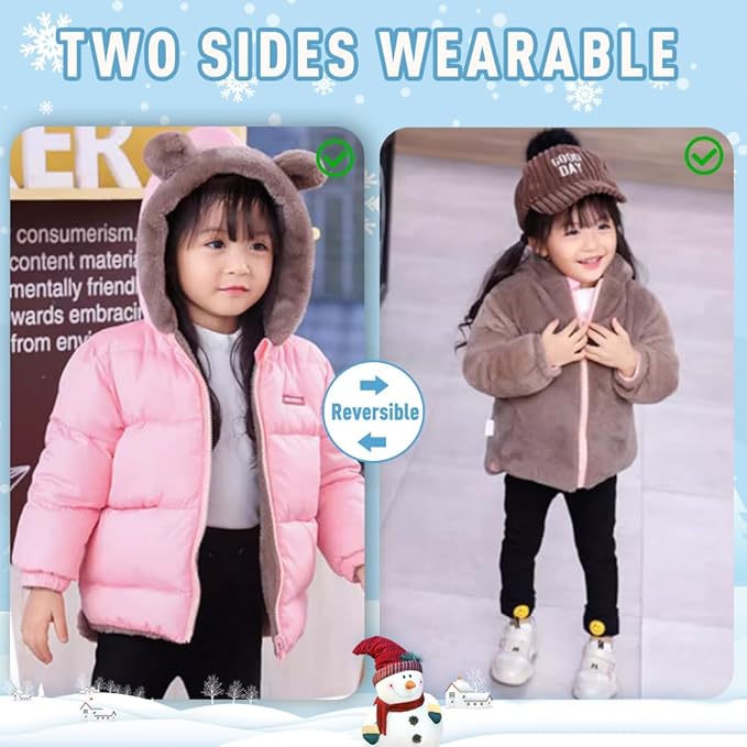 Infant Baby Winter Coat Bear Hooded Jacket Warm Fleece Snowsuit Windproof Outerwear for Toddler Boy Girl 9M-4T
