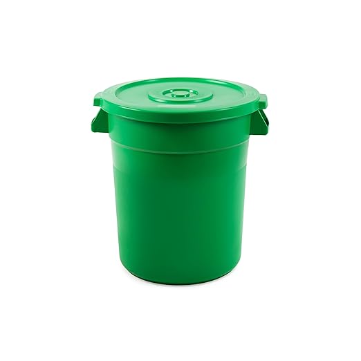 20 Gallon Trash Can With Lid Round Ingredient Storage Containers Recycling Bin Kitchen Garbage Can Office Garbage Can Trash Barrel Plastic Barrel Yard Waste Bin Outdoor Trashcan (10, Green)