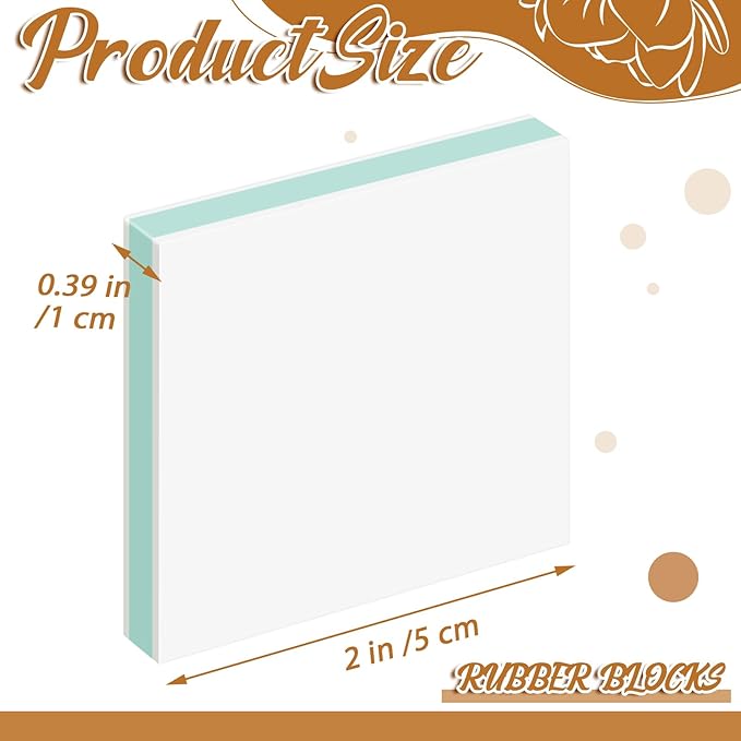 Frienda 72 Pcs 2" x 2" Rubber Carving Blocks Linoleum Blocks for Printmaking, Stamp Making, DIY Crafting, Scrapbook, Painting, Soft and Easy to Carve (White Green)