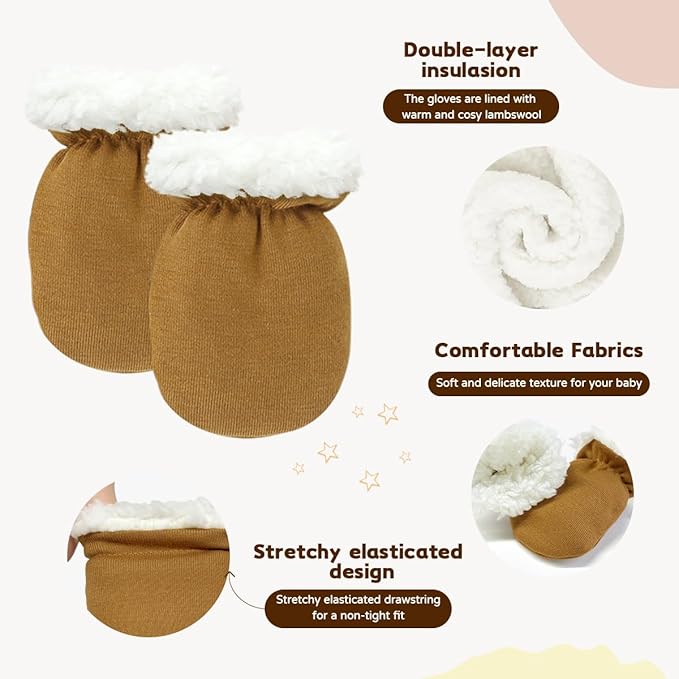Cute Baby Mittens Newborn, No Scratch Baby Boy Mittens, Baby Girl Hat Gloves for Toddlers, Infant, Newborn