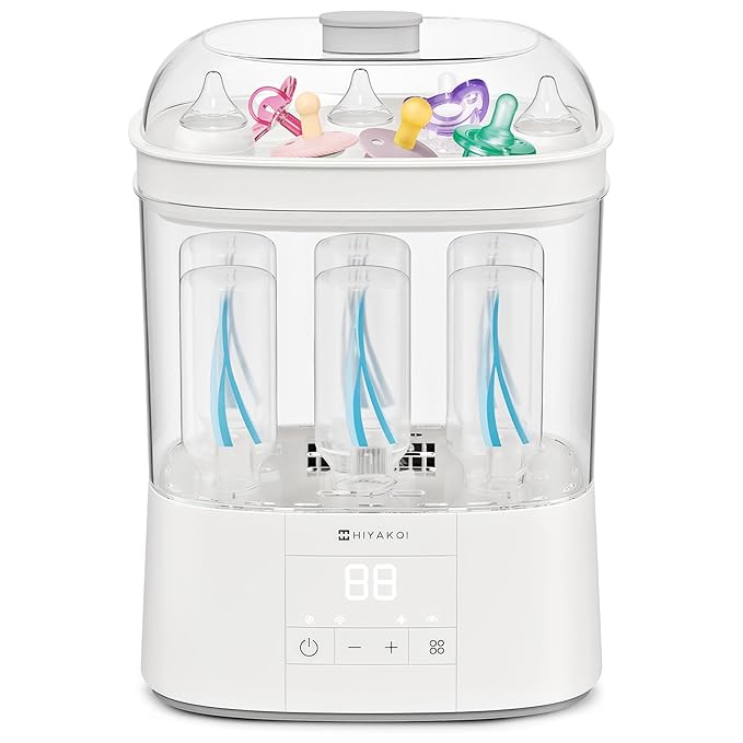 Bottle Sterilizer and Dryer, HIYAKOI Electric Steam Baby Bottle Sterilizer and Dryer, All-in-One Sterilizer 2 Layers Large for Baby Bottles, Parts & Other Newborn Essentials - HEPA Filtration