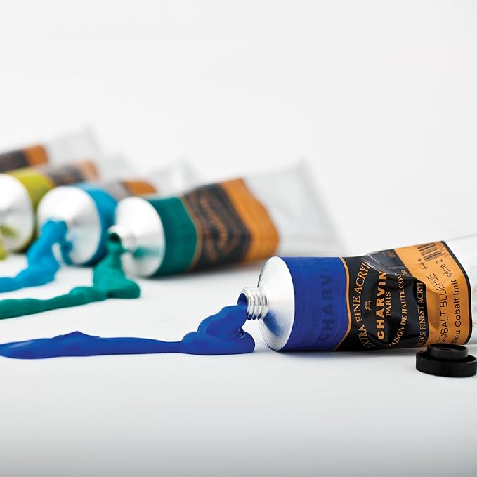 Charvin Extra Fine Professional Acrylic Paint - Blue Shadow, 60ml Tube, Triple-Milled, Lightfast Pigments, Open Stock Artist Acrylic Paints in Nature-Inspired Hues