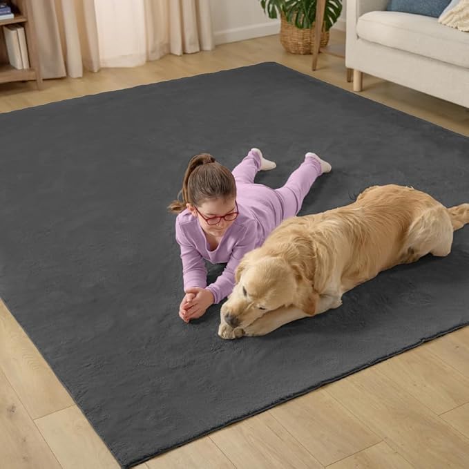 GORILLA GRIP Ultra Soft Washable Area Rug, Stain and Slip Resistant Plush Thick Carpet for Bedroom Living Room, No Shed Floor Rugs, Pet Friendly, Dorm Essentials, Kid Nursery Home Decor, 3x5 Dark Gray