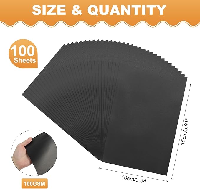 MECCANIXITY 100 Sheet Colored Vellum Paper 4" x 6", 100gsm Translucent Printable Vellum Sheets for Printing Wedding Invitations Inkjet Laser Printer, Black