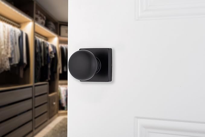 BRINKS – Contemporary Non-Locking Interior Ball Door Knob, Matte Black - Designed for Sleek and Modern Homes and Blends Seamlessly with Interior Décor (E2426-122) (10 Pack)