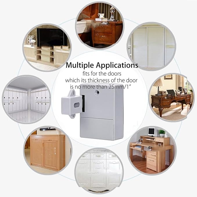 Battery IC Card Sensor Digital Cabinet Lock Drawer Lock File Cabinet Smart Lock DIY Keyless Cabinet Drawer Lock Without Perforate Hole for Drawers, Cabinet, Doors, Wardrobe