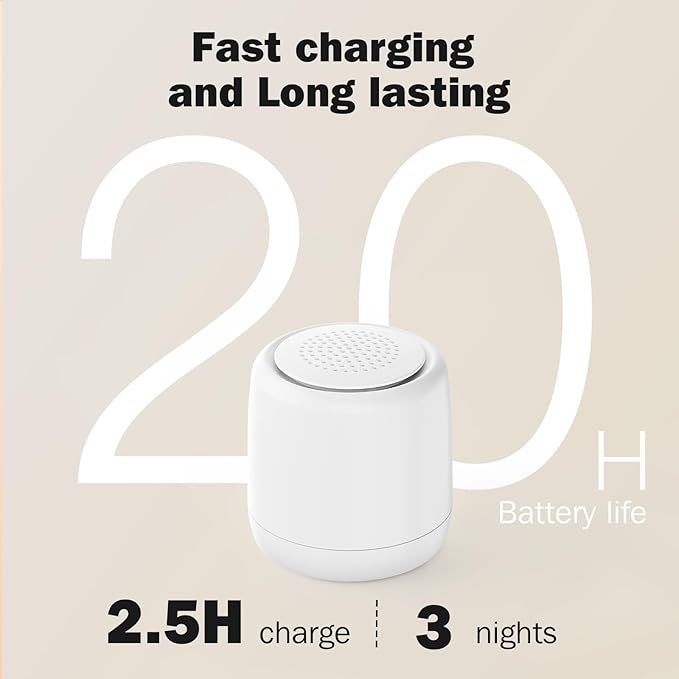 2-Pack Sync Stereo, Paussion Portable Mini Noise White Sleep Sound Machine for Adults Kids Baby 25 Soothing Songs, Auto Timer, Perfect for Travel, Home, Office Privacy