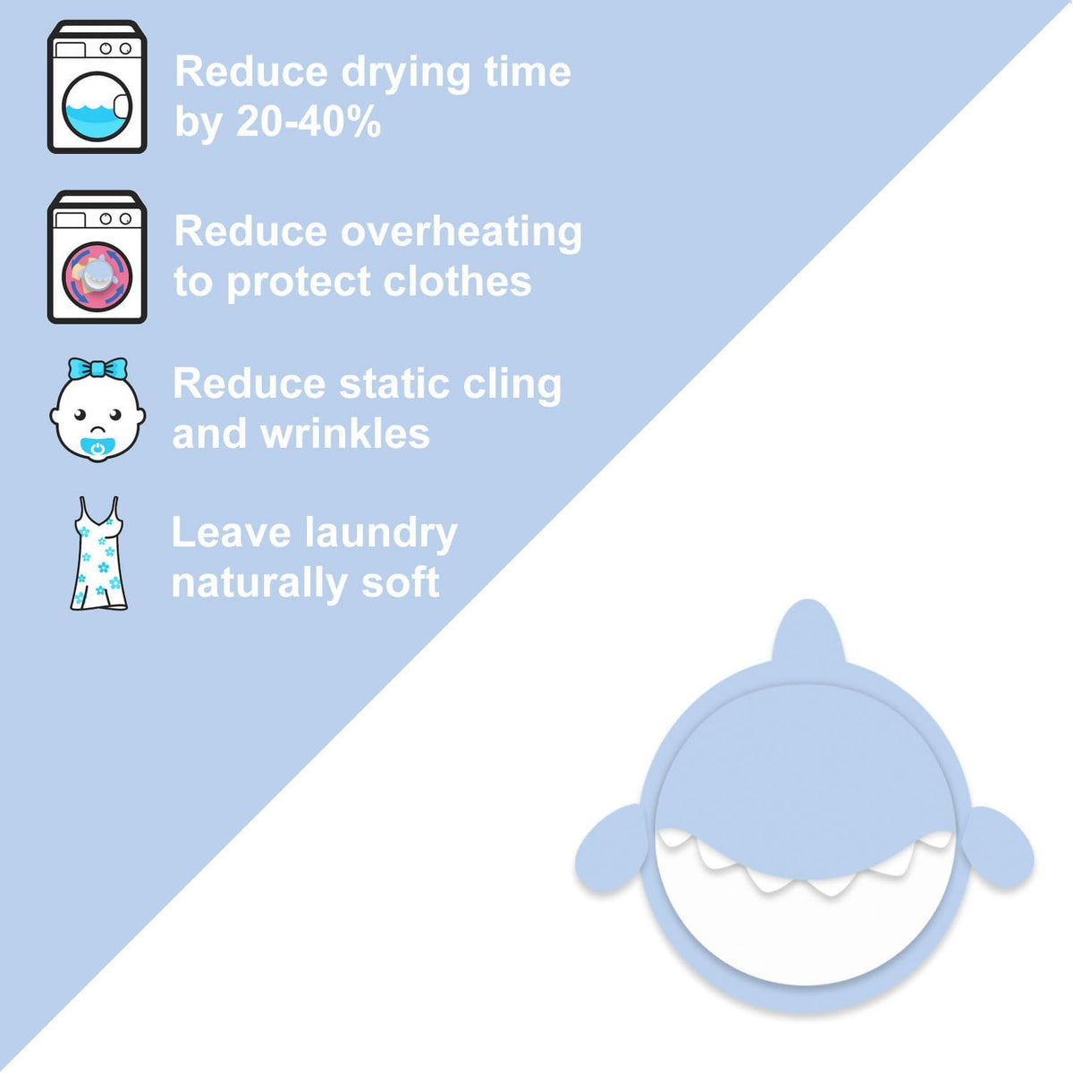 XL Size Wool Dryer Balls 6 Pack- Over 2000 Loads,Whale Shark Appearance,100% Pure New Zealand Wool,Hypoallergenic,Reduces Cloth Wrinkles, and Saves on Drying Time,Cute Pet Plush Toys