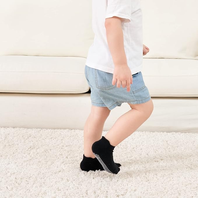 Zaples Baby Non Slip Grip Ankle Socks with Non Skid Soles for Infants Toddlers Kids Boys Girls