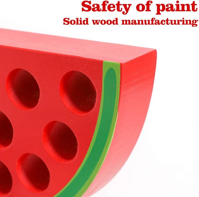 Skrtuan Wooden Lacing Threading Toys Wood Block Puzzle Car Airplane Travel Game Montessori Early Development Fine Motor Skills Educational Gift for 3 4 5 Years Old Toddlers Baby Kids, 1 Watermelon