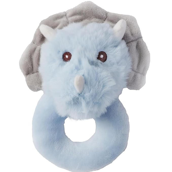 Bearington Collection Bearington Lil' Tracer Plush Stuffed Animal Dinosaur Soft Ring Rattle - 5.5 Inch - Dinosaur Rattle