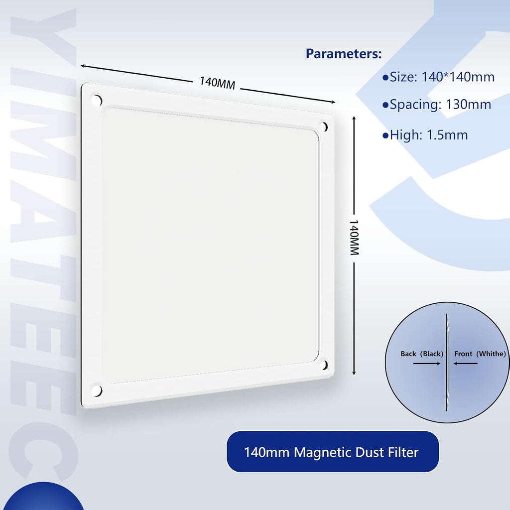 Dust Filter PC 140mm for Computer Cooler/PSU/Routers Nylon 80 Mesh, Magnetic Frame PC Fan Dust Mesh PC Cooler Filter Dustproof Computer Fan Grills (Nylon, 140 * 140mm, 5pcs, White)