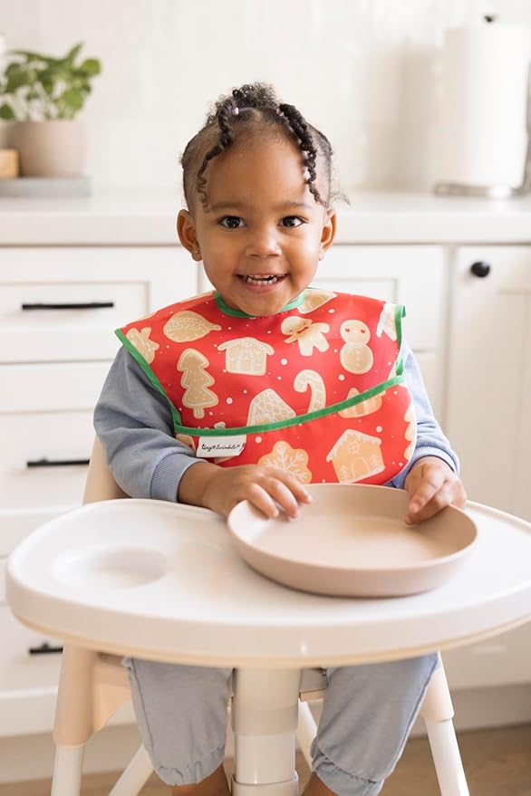 Tiny Twinkle Mess-Proof Baby Bib - Waterproof Bib for Baby Girl or Boy- Machine Washable - Adjustable Closure - PVC, BPA, & Phthalate Free - Great for Travel - Baby Food Bibs (3 Pack,Christmas)