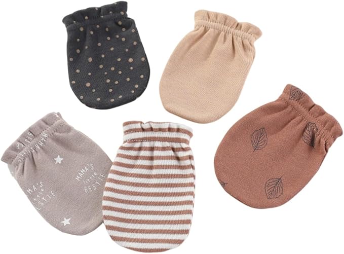 5 Pack Unisex New Born Boy Girls No Scratch Mittens Cotton Soft Baby Gloves Accessory 0-3 Months Infant Essentials