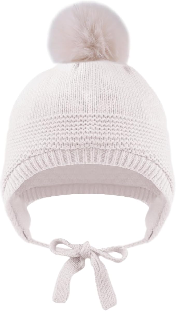Basic Winter Baby Beanie Gloves Boys Girls Knitted Hat Pompom Kids Earflap Hats Warm Infant Toddler Beanie Mittens Set