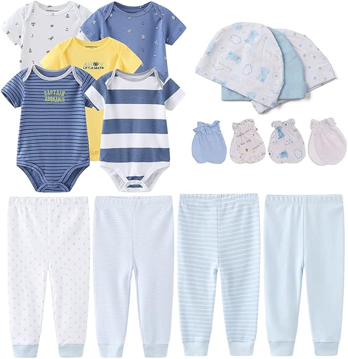 Kiddiezoom Unisex Baby Layette Essentials Giftset Clothing Set 19-Piece For Newborn Baby