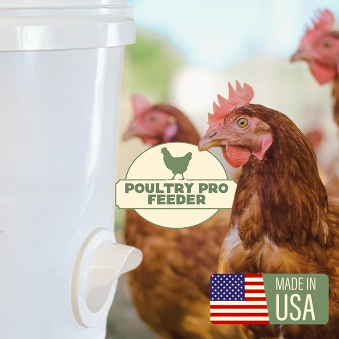 The Original Poultry Pro Feeder DIY Port PVC Gravity Fed Chicken Feeder | Single Port Chicken Feeder for Chicken Coop | Use for Buckets & Bins | Rain Proof, Weather Resistant - Original Feeder 1-Port