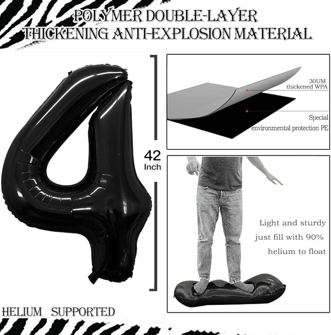 GOER Number 40 Balloons for 40th Birthday Party Decorations,42 Inch Jumbo Foil Helium Balloons for 40th Anniversary (Black)