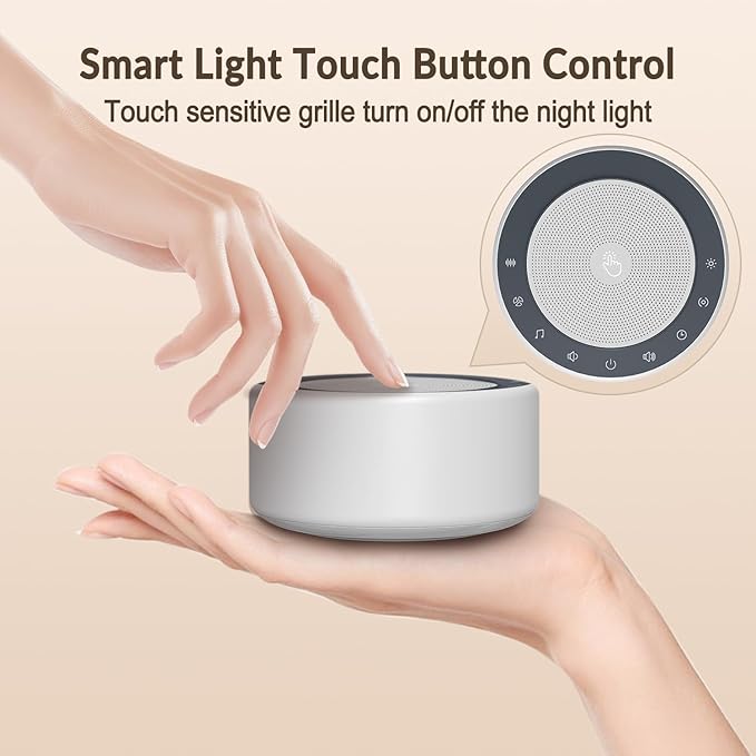 Nursery Lamp with Sound Machine, Mood Lighting, 7 Colors Night Light, 30 Soothing Sounds, White Noises for Baby, Adults. Timer, Plug in, Memory Function, Touch Control