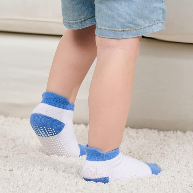 Zaples Baby Non Slip Grip Ankle Socks with Non Skid Soles for Infants Toddlers Kids Boys Girls