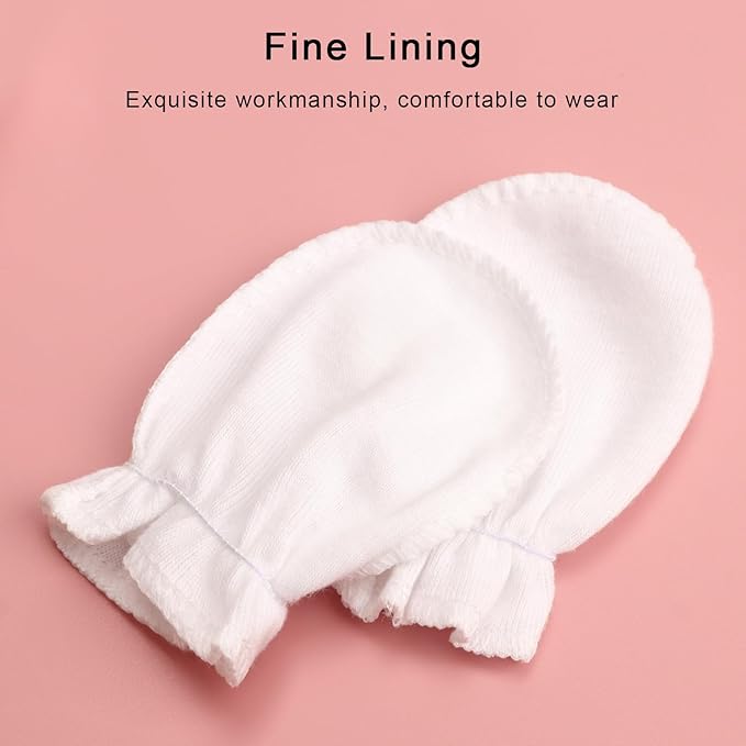BQUBO Newborn Infant Toddler Mittens No Scratch Cotton Elastic Wrist Gloves Hypoallergenic for 0-6 Months Baby Boys Girls