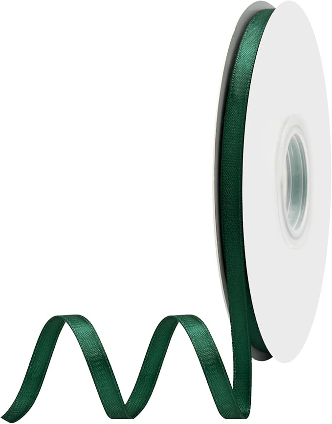 Spruce Satin Ribbon 1/4 Inch X 50 Yards Solid Color Double Faced Ribbons Perfect for Crafts Wedding Decor Bow Making Arts Sewing and More