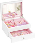 Miratino Music Jewelry Box Gifts for Girls, Wooden Kids Jewelry Boxes & Organizers with Spinning Dancer, Musical Jewelry Storage Gift for Little Girl Toddler Christmas Birthday New Year (White)