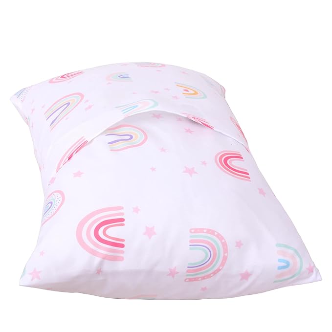 UOMNY Crib Bedding Set for Girls 3 Piece with Comforter Sheet Toddler Pillowcase Baby Bedding Sets Pink Rainbow