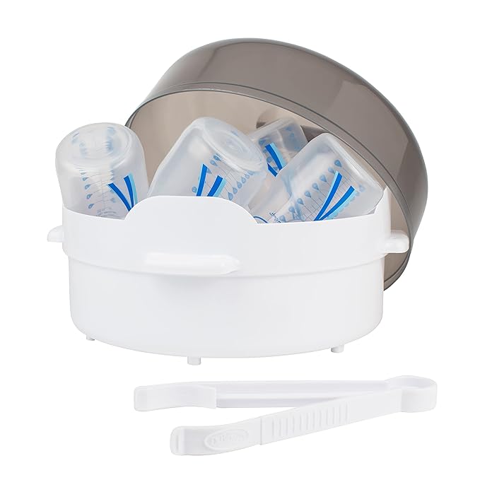 Dr. Brown's Microwave Steam Sterilizer for Baby Bottles, Nipples, Bottle Parts, Pacifiers, Teethers and Breast Pump Parts