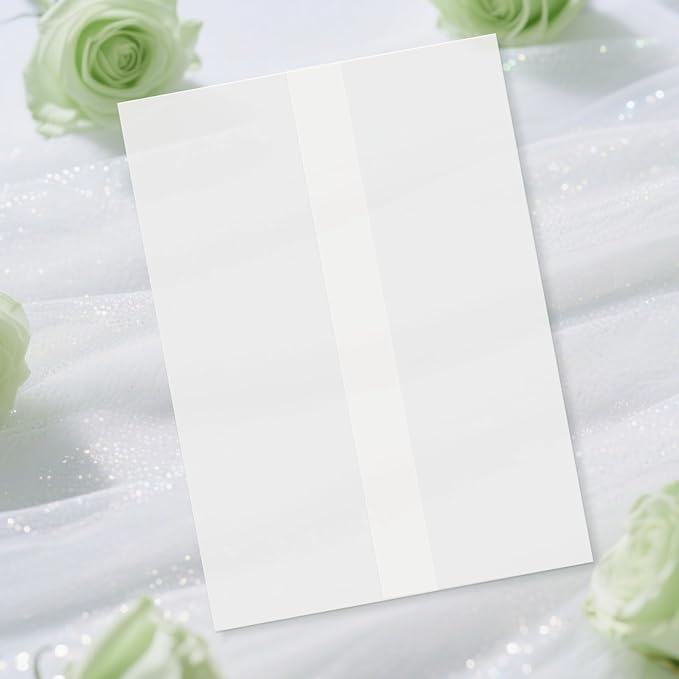 120 Pack Pre-Folded Vellum Jackets for 4.5x6.25 Invitations, Translucent Vellum Paper 4.5x6.25 Jackets, 100GSM Wedding Invitations Wraps, Envelope Liners for Birthdays, Baby Showers